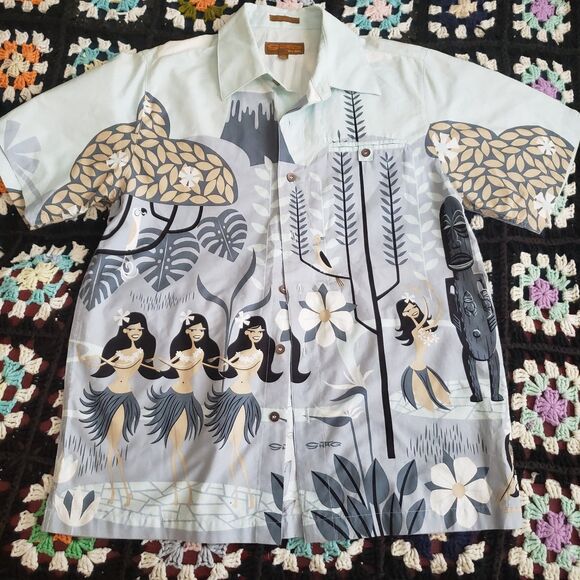 Shag Hula Dancers Tiki Shirt Size S Vacation/Summer/Luau Party